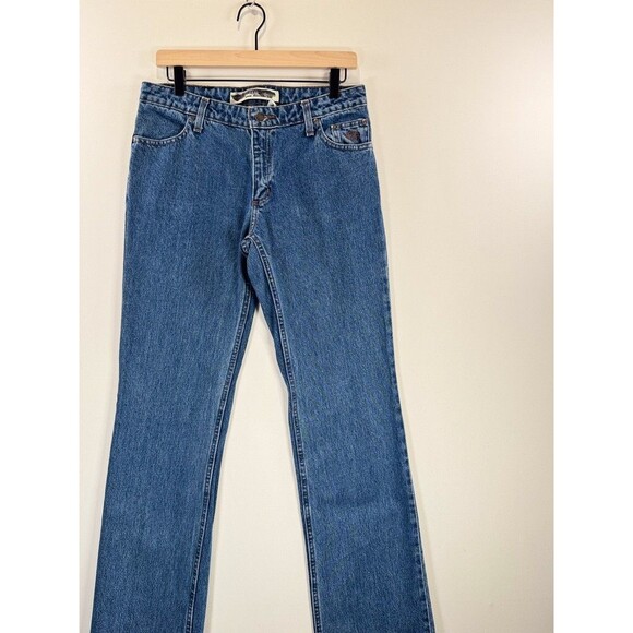 Harley Davidson Womens Jeans Blue Denim Straight Mid Rise Moto Y2K Size 6 Tall - Picture 6 of 13